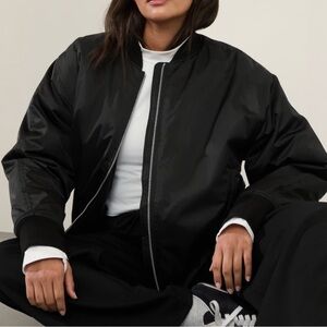 NEW NWT ATHLETA Women’s Sateen Bomber  Color Black Size M